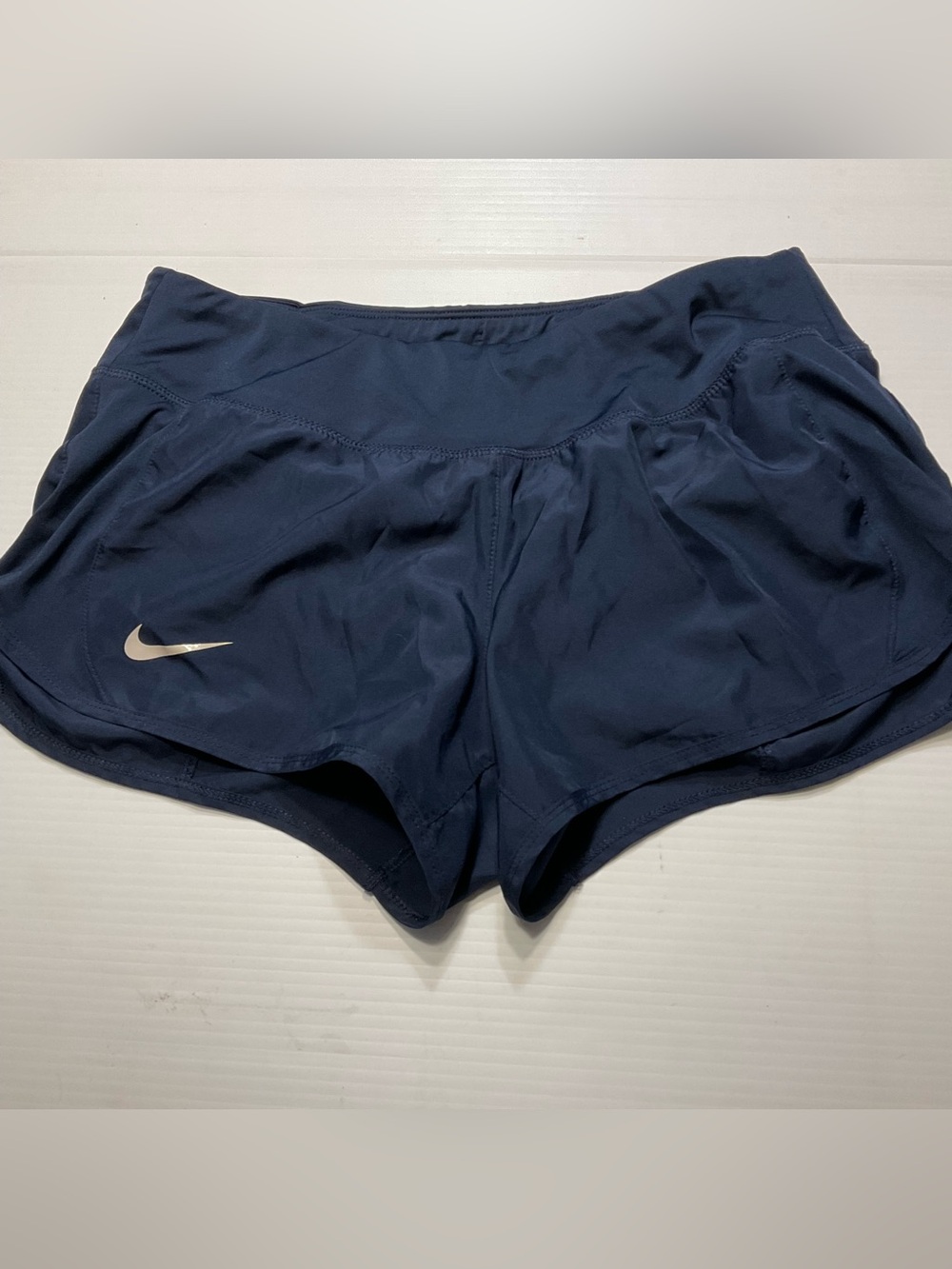 Nike Dri Fit Navy Blue Athletic Lined Pull on Gear Up Crew Short Sz M Running